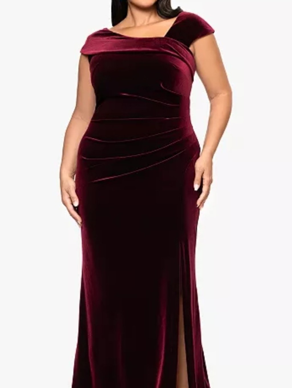Xscape Deep Burgundy Velvet Draped Maxi Dress Size 22w